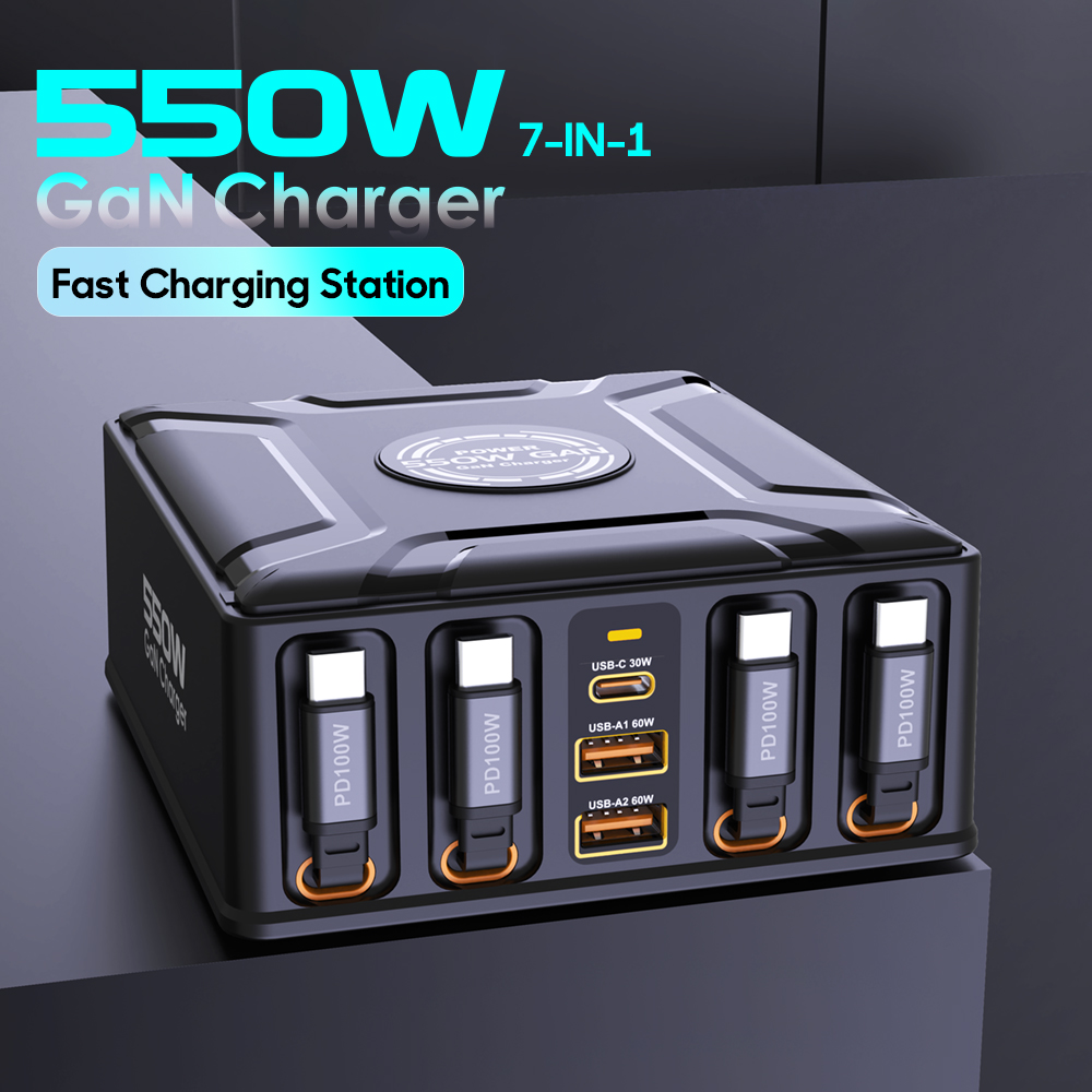 550W 7-in-1 Charging Station w - đánh giá và giá Laptop Lock Cable