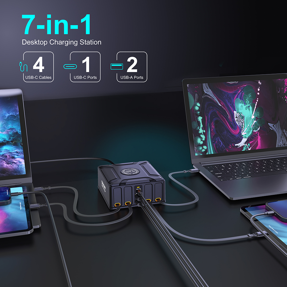 550W 7-in-1 Charging Station w - đánh giá và giá Laptop Lock Cable
