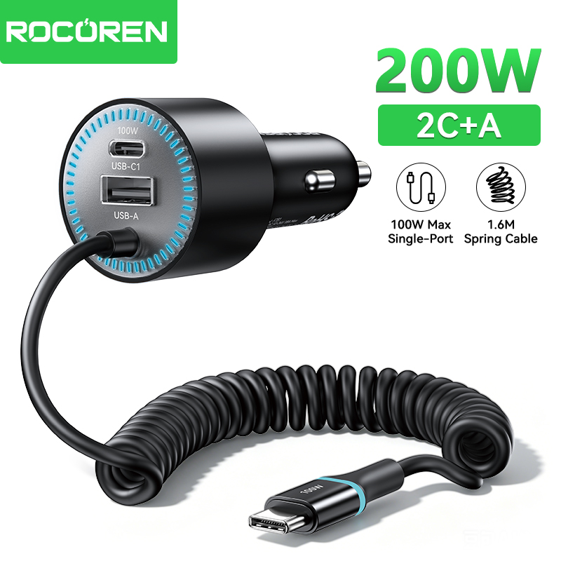 Rocoren 200W Car Charger Fast  - đánh giá và giá Laptop Lock Cable