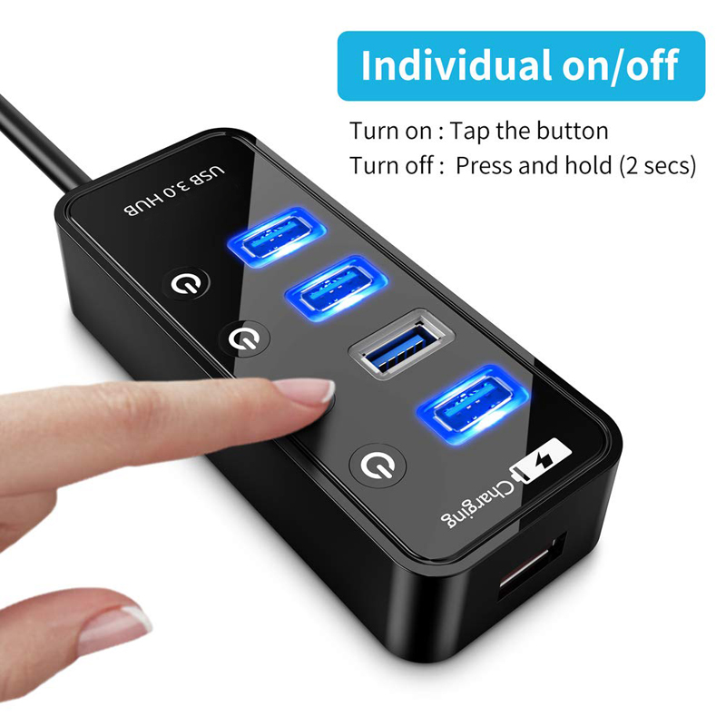 USB HUB 3.0 4 7 Port Smart Pho - đánh giá và giá Laptop Lock Cable