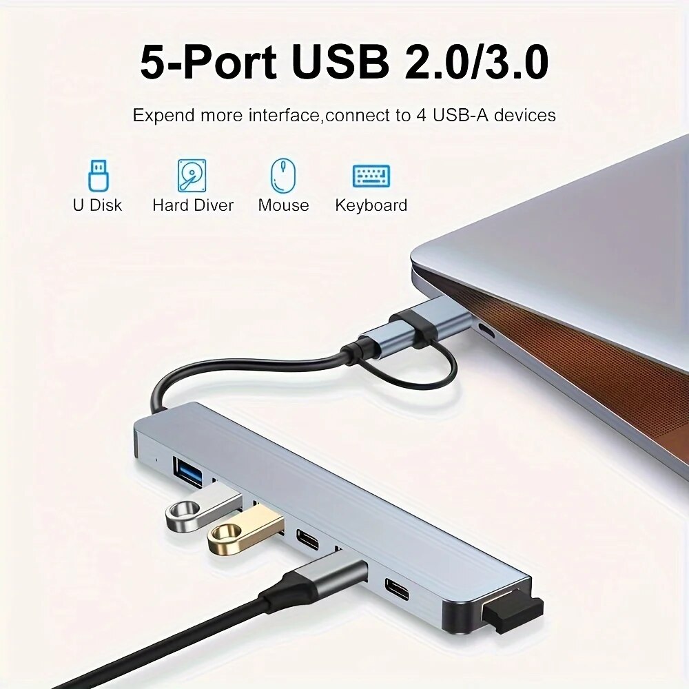 2 In 1 USB3.0 Hub 7 Port Type  - đánh giá và giá Laptop Accessories Hub