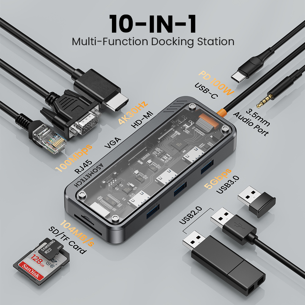 10 In 1 Hub Usb 3.0 Type C To  - đánh giá và giá Mac Laptop Accessories
